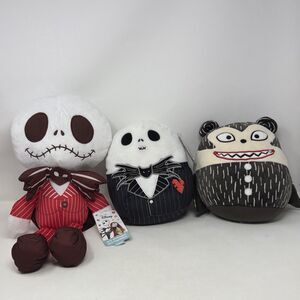 Disney Store Nightmare Before Christmas Jack Skellington Plush Set of 3 Santa